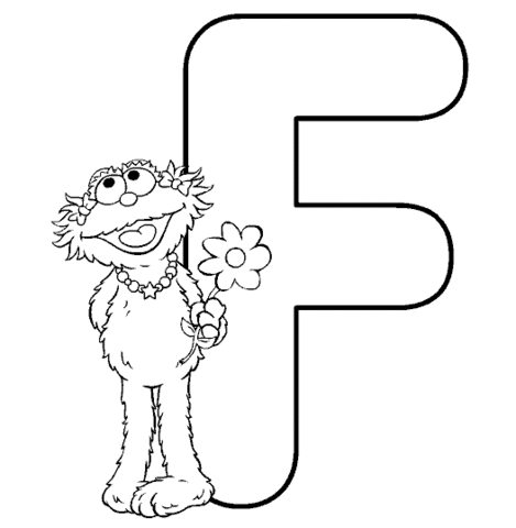 Letter F Is For Flower  Coloring Page